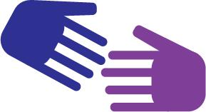 Illustration of two purple hands coming together